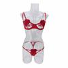 New Sexy Hollowed-out Love Girl Three-point Erotic Underwear Set