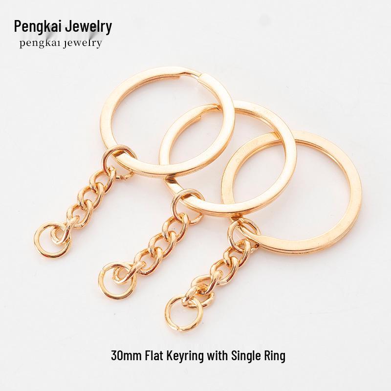 DIY Jewelry Accessories: KC Gold Four-Section Chain Keyring for Handmade Keychains