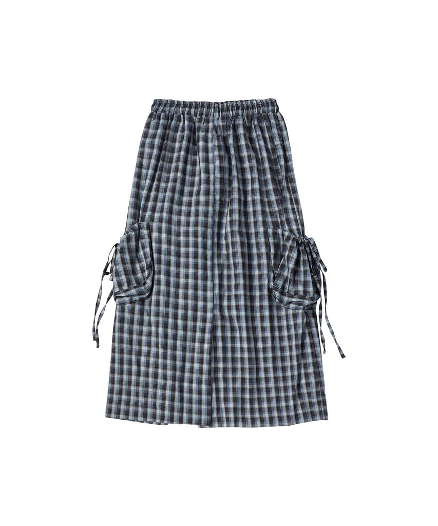 Comoni Nose W Check Cargo Skirt [Navy]