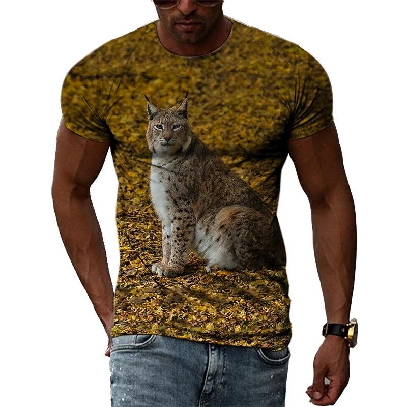 

Новая модная мужская футболка с принтом рыси, летние повседневные футболки в стиле хип-хоп в уличном стиле с рисунком животных, топы с круглым вырезом и короткими рукавами 6XL
