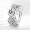 925 Sterling Silver Full Paved Cubic Zircon Waist Shape Adjustable Open Ring for Women Men Luxury Couple Index Finger Jewelry