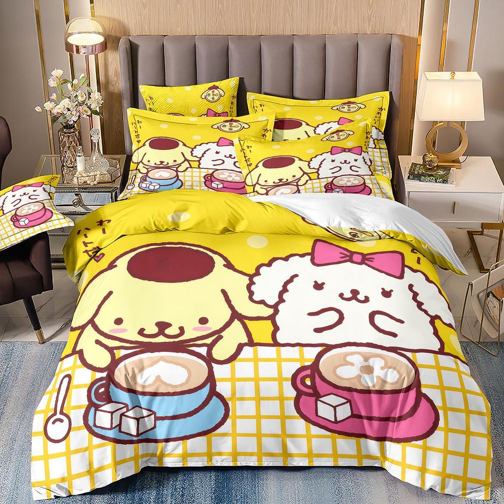 3D Digital Printing Cartoon Animation Children'S Bedding Pudding Dog Three-Piece Set
