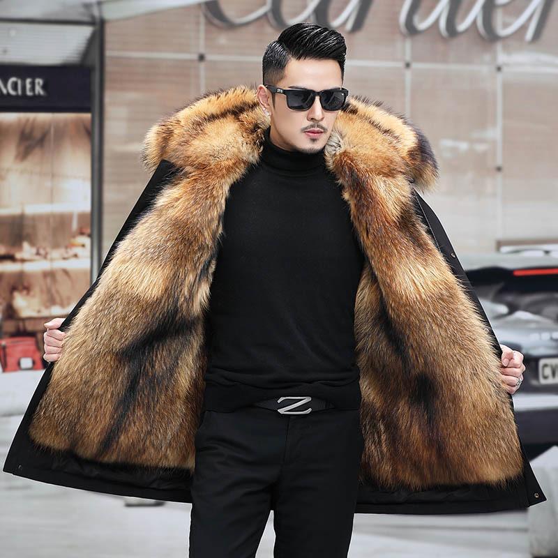 Herren Herbst und Winter Übergröße Mittellang Locker Warm Parka Mit Kapuze Reißverschluss Abschnitt Lässige Oberbekleidung