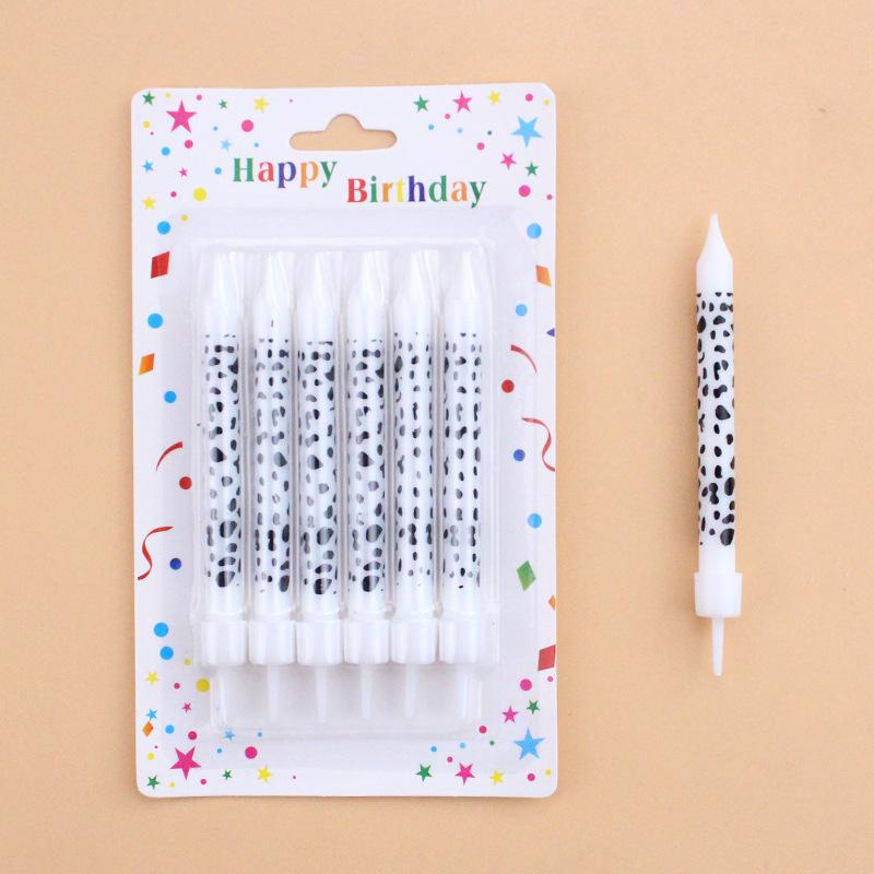 Ins Style Cow Theme Printed Pattern Cake Candles Creative Party Personalized 6 Suck Card Candles