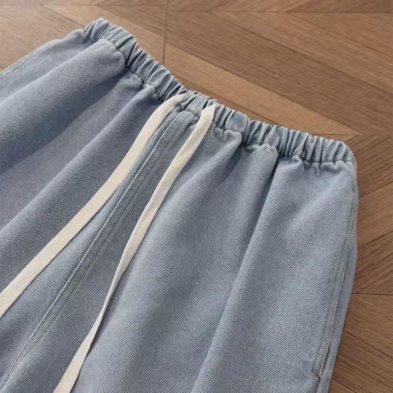 

Drawstring Washed Wide-Leg Jeans Medium джинсовый синий