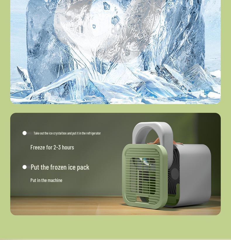 Portable USB Air Conditioner: Ice Water-Cooled, 3-Speed Fan for Office & Desktop Use