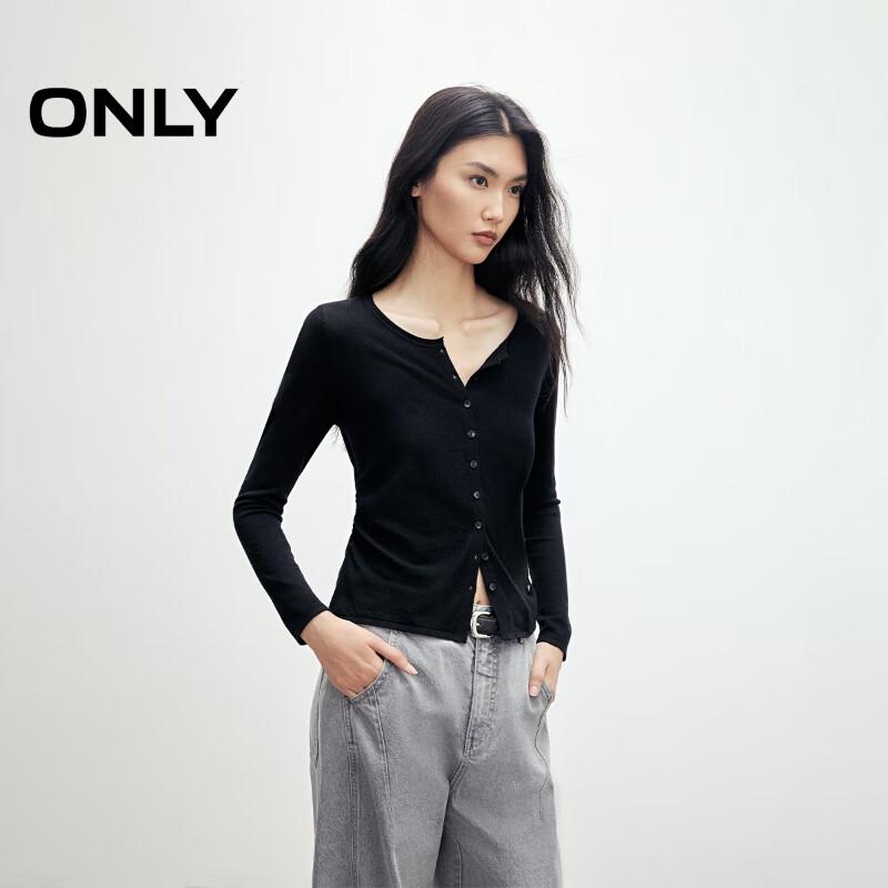 ONLY Women's 2025 Autumn Slim-Fit Pleated V-Neck Knit Top