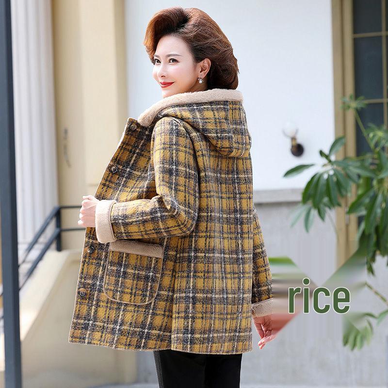 

2023 Stylish Women s Fleece-Lined Jacket: Long Sleeve, Warm, Loose Fit Coat for Middle-Aged & Elderly. 5XL (Recommended for 155-165 catties) жовтий