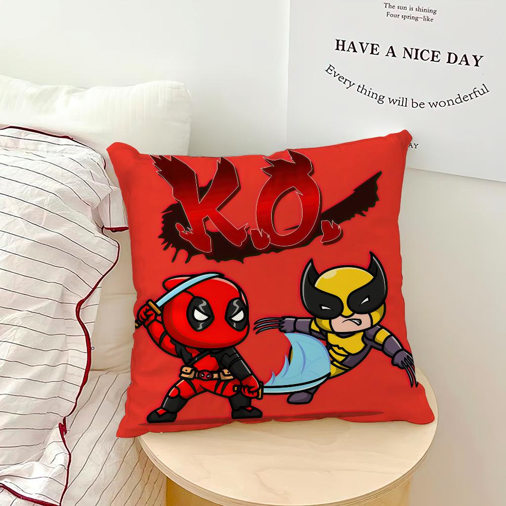 Movie Cool D-Deadpool W-Wolverine Ml Cushion Cover Soft Hogar Pillowcase For Sofa Living Room Bed Home Decor Protective Covers