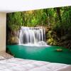 Large wall tapestry of natural forest chalet by the lake, hippie landscape art for home decoration, bohemian wall pendant inspired by nature