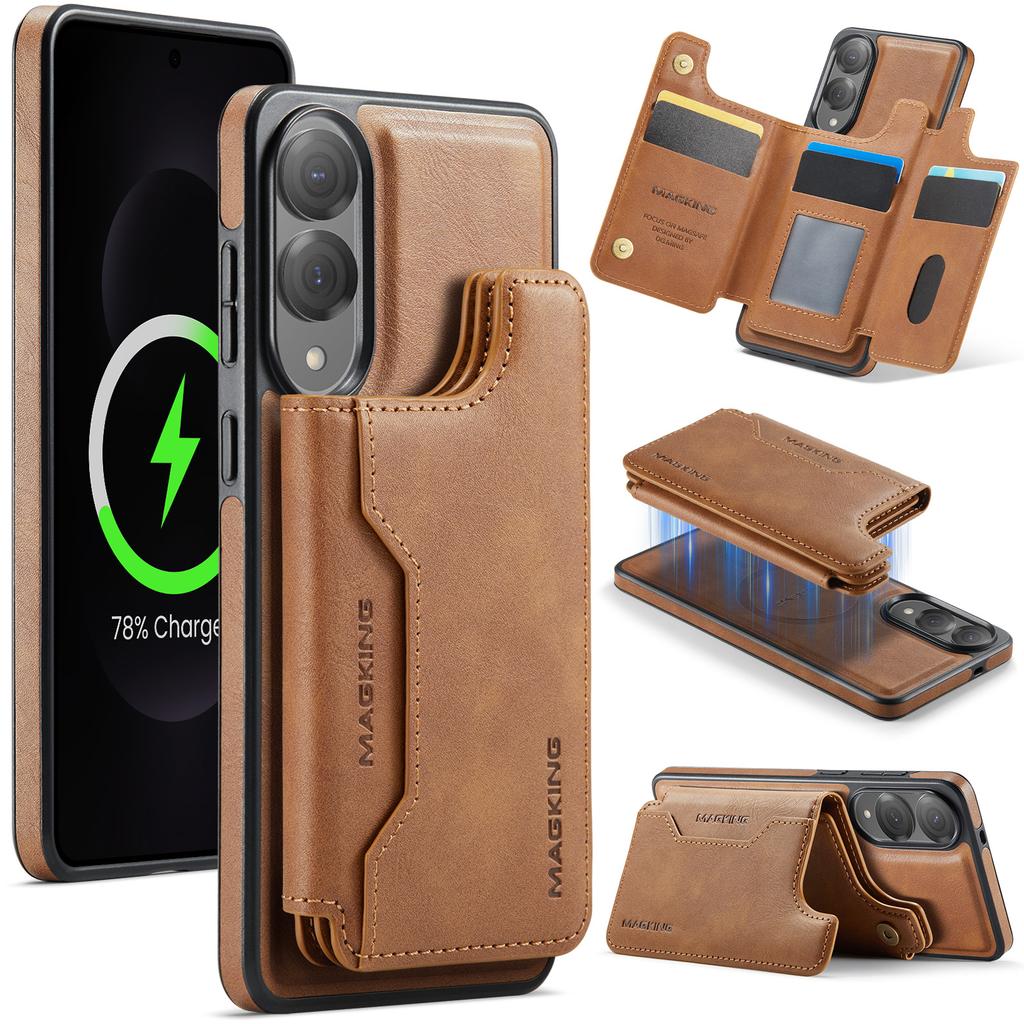 MAGKING K3 Series For Samsung Galaxy S25 Edge Case Compatible with MagSafe Wallet PC+TPU+PU Phone Cover