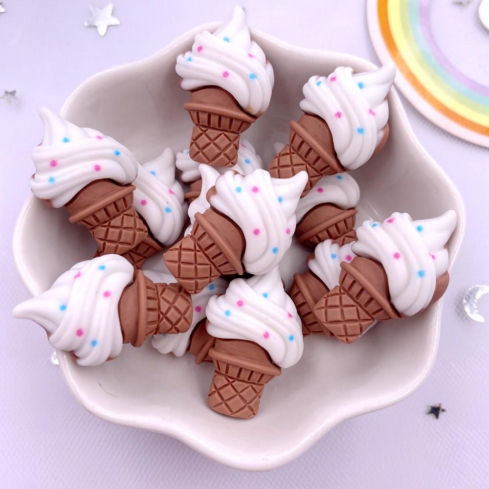 12PCS Resin Colorful Mini Cartoon Rabbit Cherry Cone Ice Cream Lollipop Popsicle Scrapbook Flatback 3D Foods Figurines DIY Bow Decor Accessories
