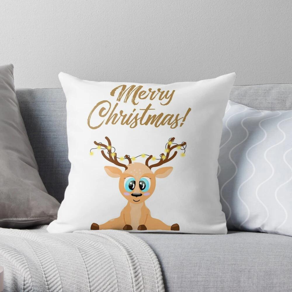 Merry Christmas Decoration Home Pillowcase Cushion Cover Autumn 45X45Cm Red Hat Modern Living Room Sofa Bed Pillowcase