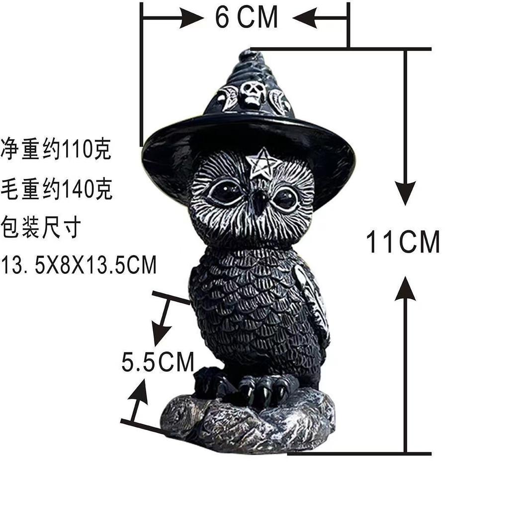 Halloween Magic Cat Resin Ornament Decoration Cute Set Ornament Magic Cat Croissant Wings Hat
