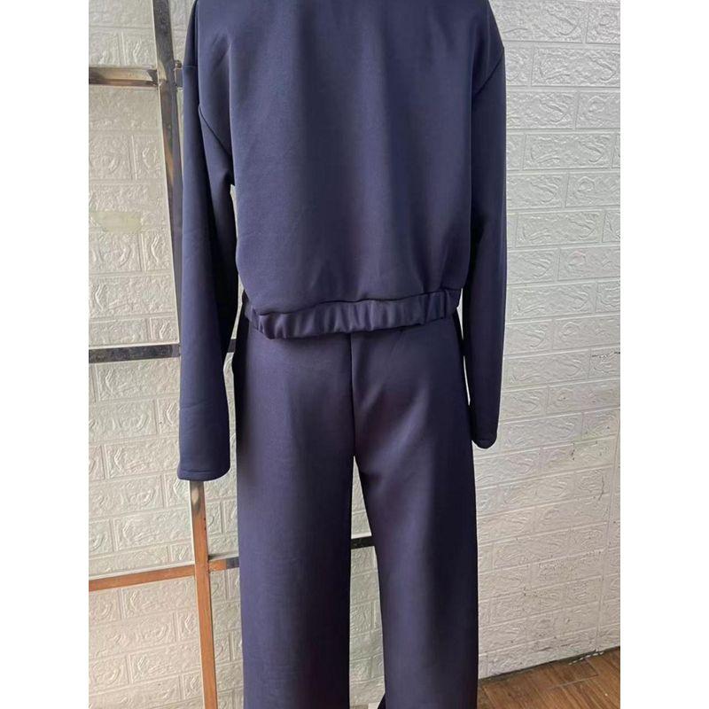Fashion Cross-Border Women's Clothing Fall and Winter New Arrival Fashion Button Baggy Coat Plaid Easiest for Match Casual Pants Suit Women's Clothing