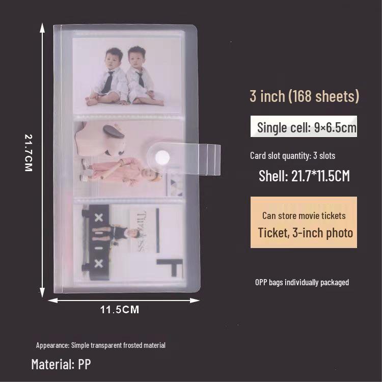Card Album for Photos, Business Cards, Tickets - Frosted Transparent, 3-6 Inch Sizes