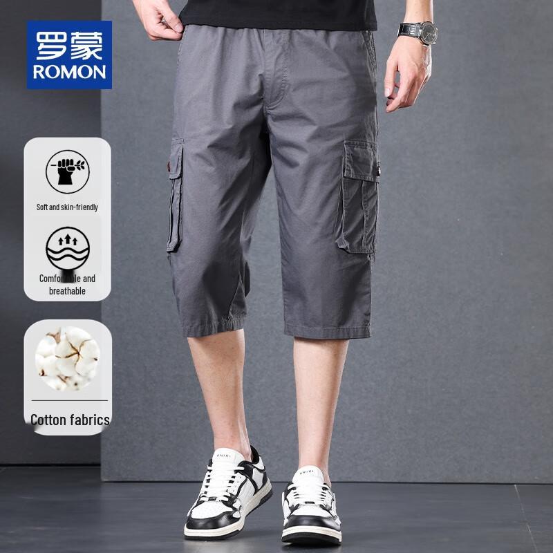 ROMON Men s Casual Cotton Seven-Point Shorts 5XL
