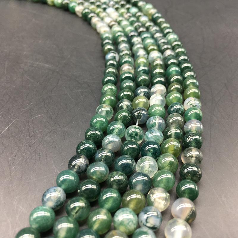 1 Strang/Los 4 6 8 10 12mm Moosgras-Achat Natursteinperlen Lose Abstandshalterperlen Für Schmuckherstellung DIY-Armband Großhandel