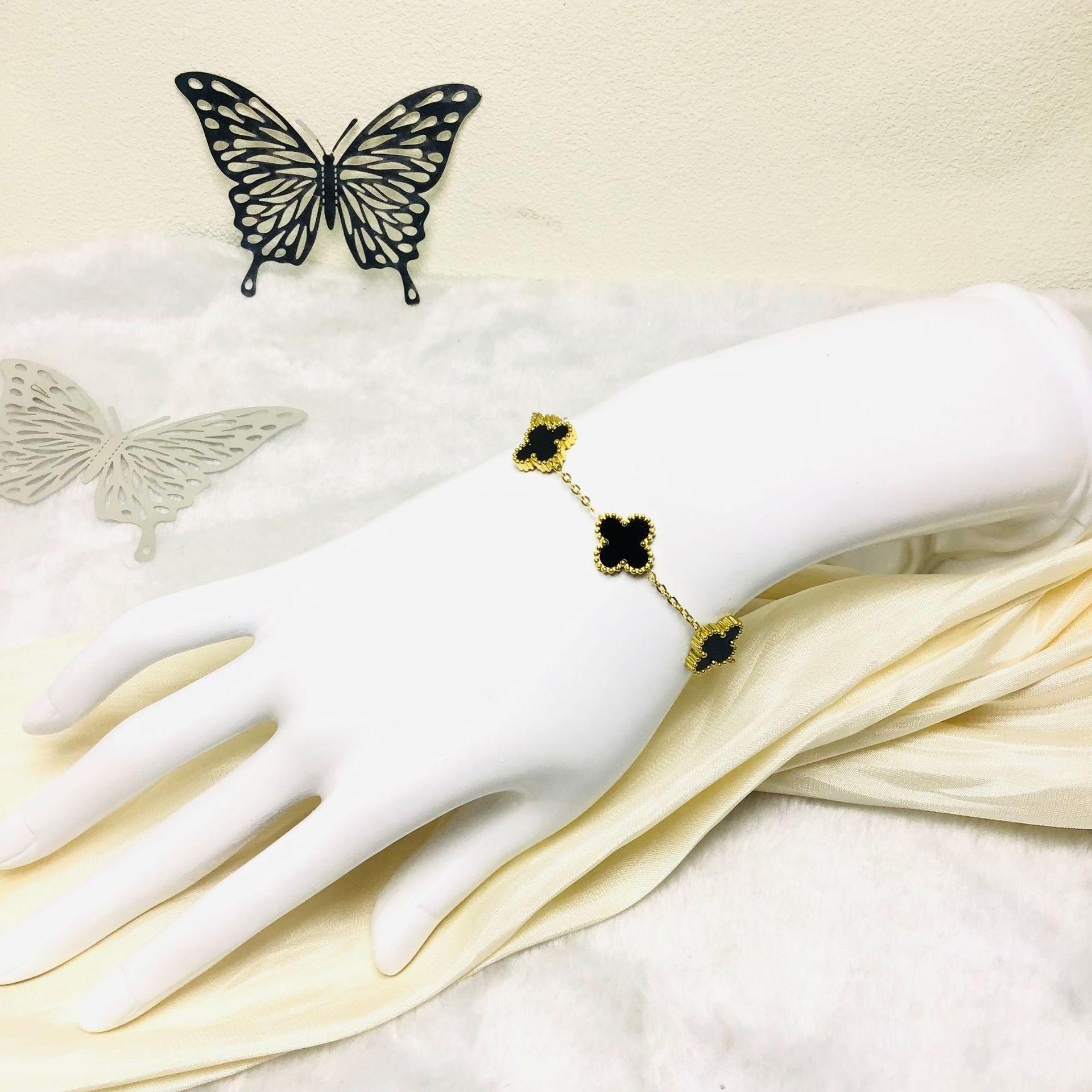 

13mm High Version Four-Leaf Clover 18K Titanium Steel Bracelet Does Not Lose Color Female Simple Fashion Bracelet 18K