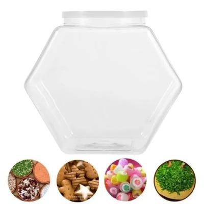 Hexagonal Candy Cookie Jar Plastic with Lid Packaging Jars Reusable High-capacity Food Storage Container Countertop Organizer