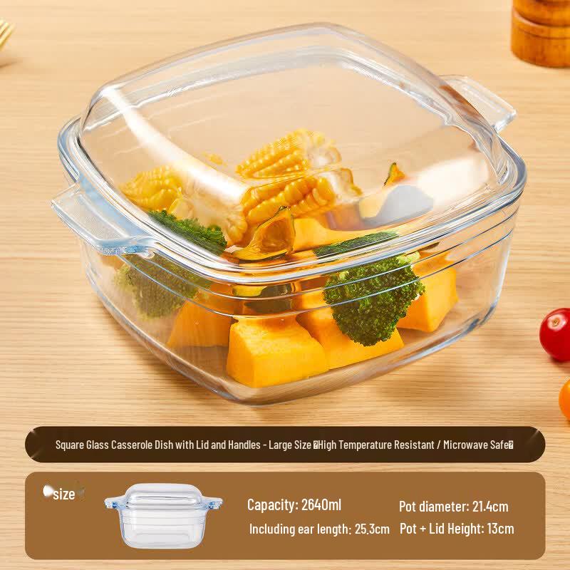 Transparent Microwave-Safe Glass Bowl with Lid