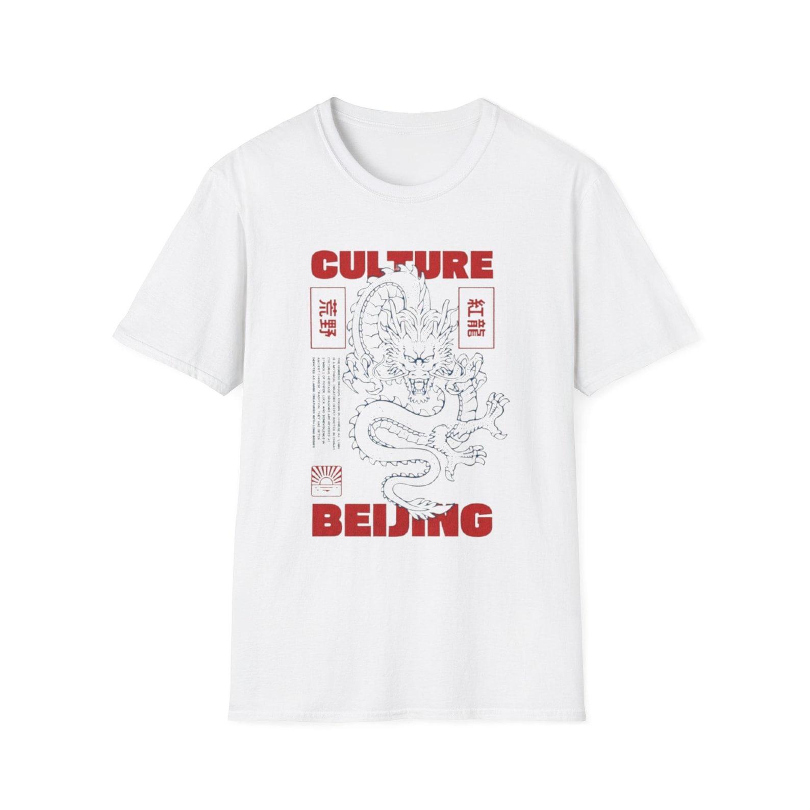 Beijing Dragon Culture T-Shirt | Asian Dragon Illustration, Red Typography S