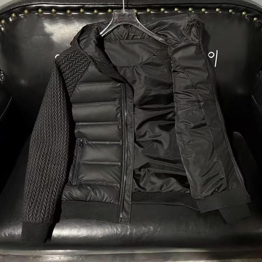 Trendy Men's Winter Cotton Jacket with Wheat Ear Patchwork Design