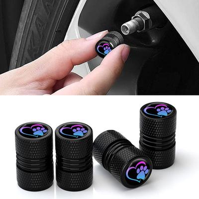 4 Stück Universal Auto Rad Reifen Vorbau Luftventilkappen Abdeckungen DIY Haustier Hund Katze Herz Anime Aufkleber Zubehör für Autos Automobile Motorräder LKWs Fahrrad