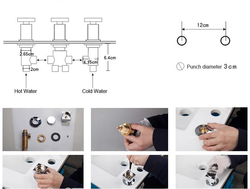 BAKALA Robinet de baignoire en laiton chromé avec robinet de contrôle d'eau chaude et froide, mitigeur de baignoire et douche, ensemble de 3 pièces avec interrupteur