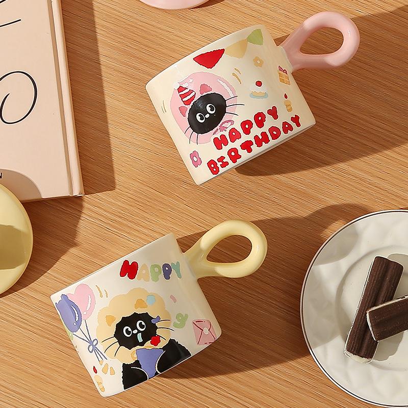 Cute Cat Birthday Gift Mug High Value Gift Box for Office Girl Water Cup for Best Friend Souvenir