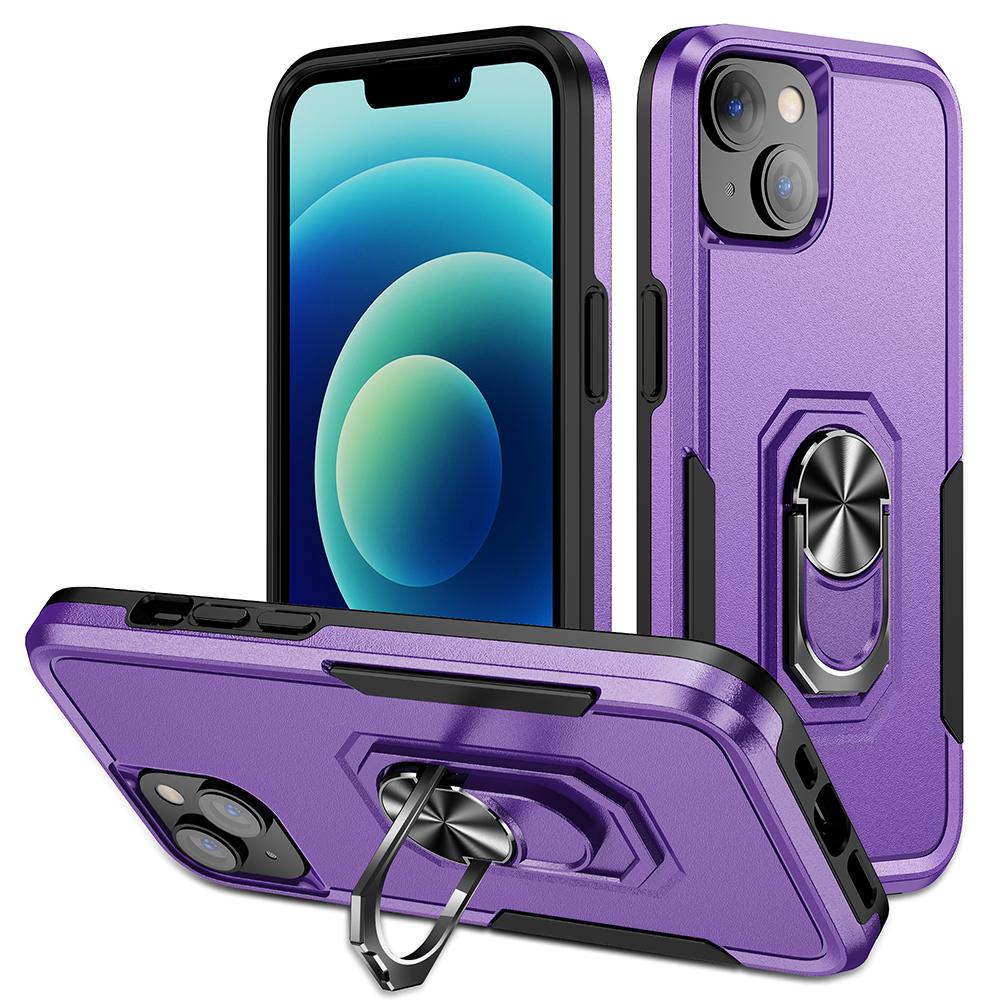 For iPhone 15 PC+TPU Shockproof Cover Anti-fall Phone Case with Ring Kickstand