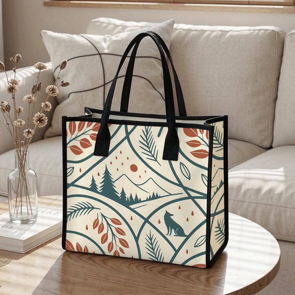 Forest Print Large Tote Bag Casual Daily Shoulder Handbag