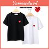 Trendy Japanese Heart Embroidered Short Sleeve T-shirt For Couples And Parents