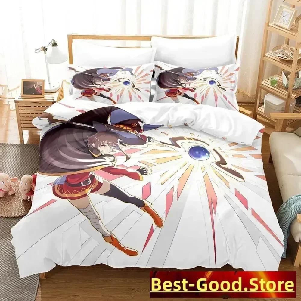 KonoSuba Bedding Set Duvet Cover Sheet Printed Bed Set Pillowcase Bed Full Queen King Size Comforter Bedroom