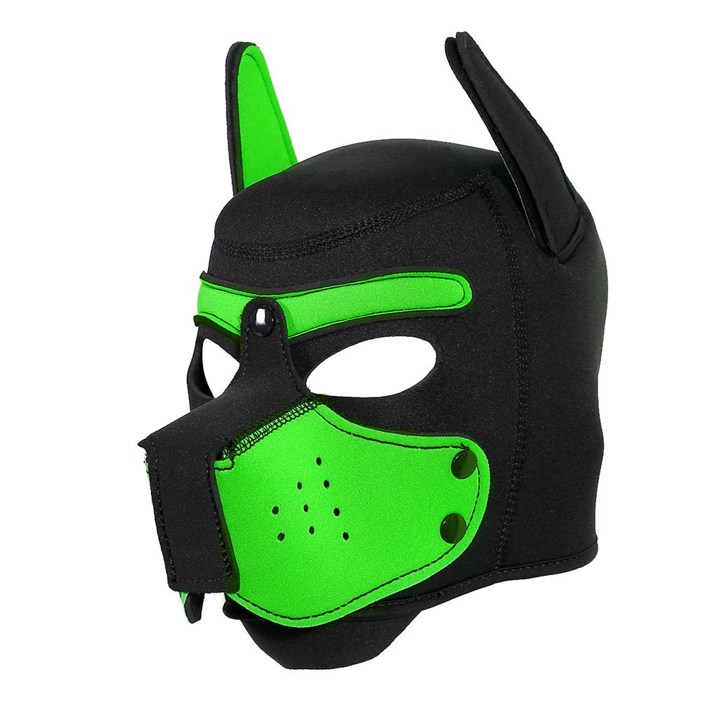 Modische, sexy Unisex-Kostüme mit Cosplay-Loch-Hundekopfbedeckung, Vollgesichts-Fetisch-Maskenhaube für Welpenspiele, Urlaubspartys