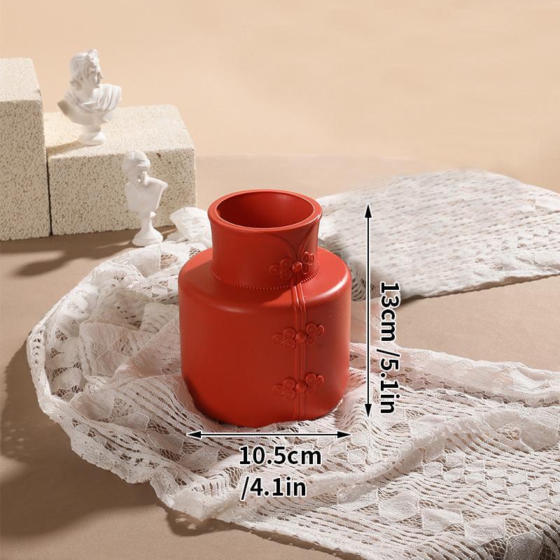 Chinesischer Stil Plastikvase Imitation Porzellan Blumentopf Kreativer Blumenarrangementsbehälter Trocken Nass Raum Desktop Dekor