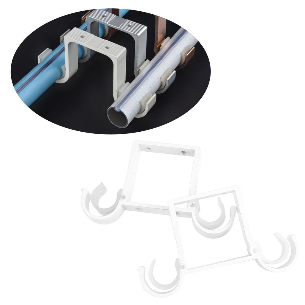 2Pcs Aluminum Alloy Curtain Rod Bracket Double Hook Thick Mounting Heavy Curtain Holder Easy Installation Stable Fixed White