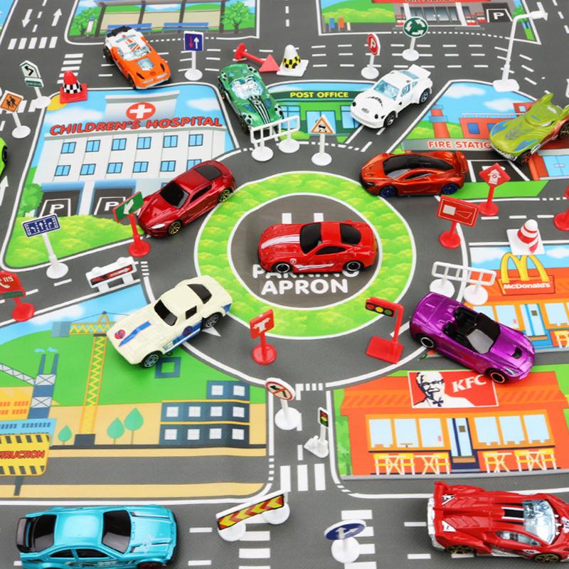 130x100cm Children Games Mat Cartoon City Traffic Map Non-Slip Playmat For KidsToddler Montessori Early Education Toys TMZ
