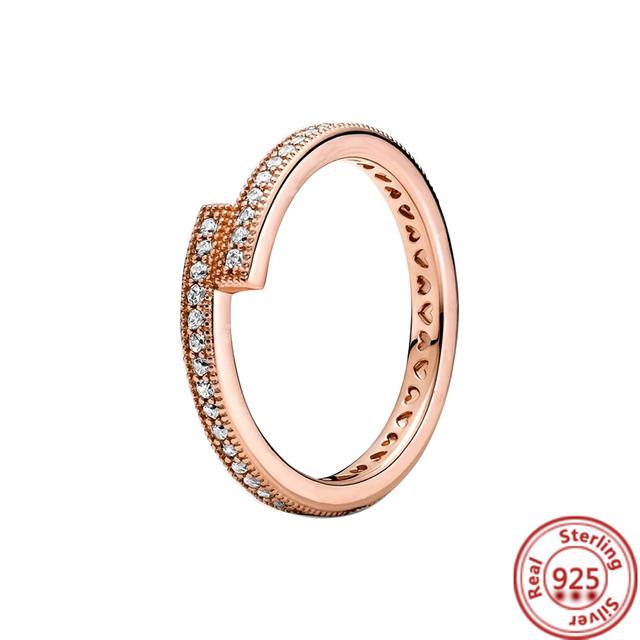 Silver Original Delicate Ring Zirconia Sparkling Row Eternity Round Ring Women European Jewelry DIY