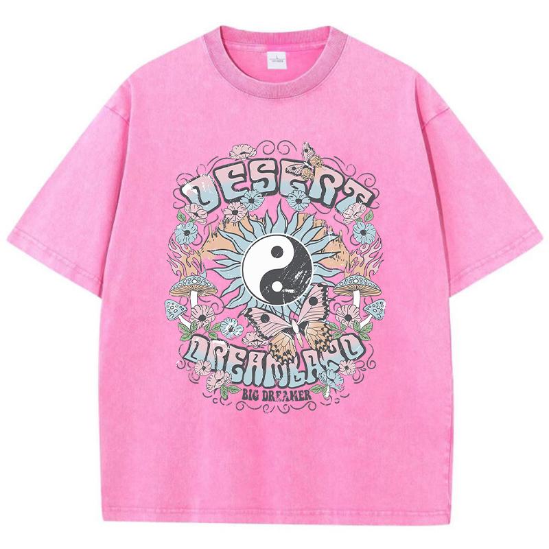 Big Dreamer Mushroom Flower Butterfly Women T Shirt Street Sport Tshirt Soft Breathable Short Sleeve Oversized T-Shirt