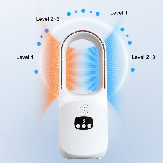 Bladeless Desk Fan with 3 Speeds Digital Display Strong Airflow Low Noise Rechargeable Quiet Cooling Fan
