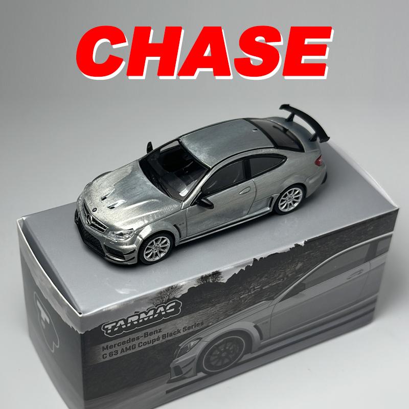 TW 1:64 Tarmac Works Mercedes-Benz C63 AMG Coupe Black Series Silver Metallic Chase alloy car model