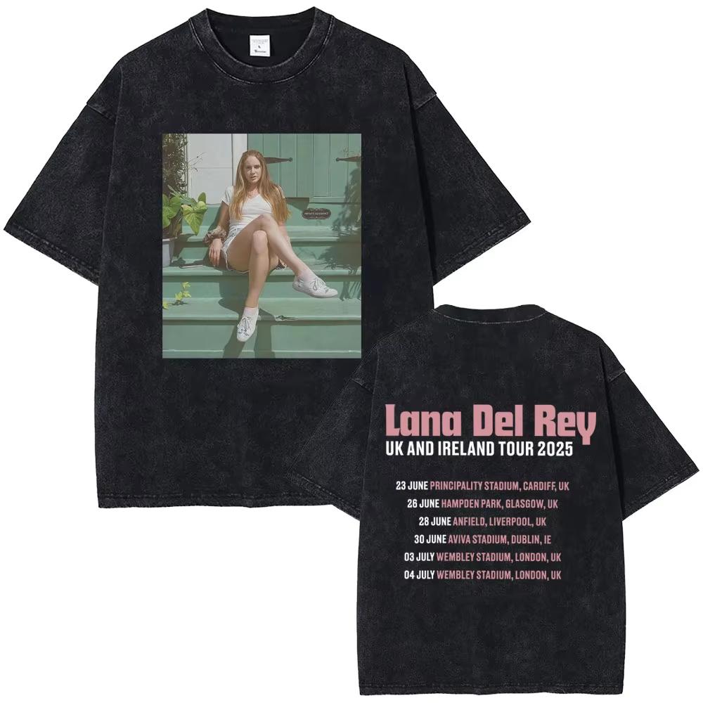 T-shirt Grafica Lana Del Rey Occhi Vintage Lavata Uomo Donna Moda T-shirt Oversize a Maniche Corte Maschile Casual Cotone