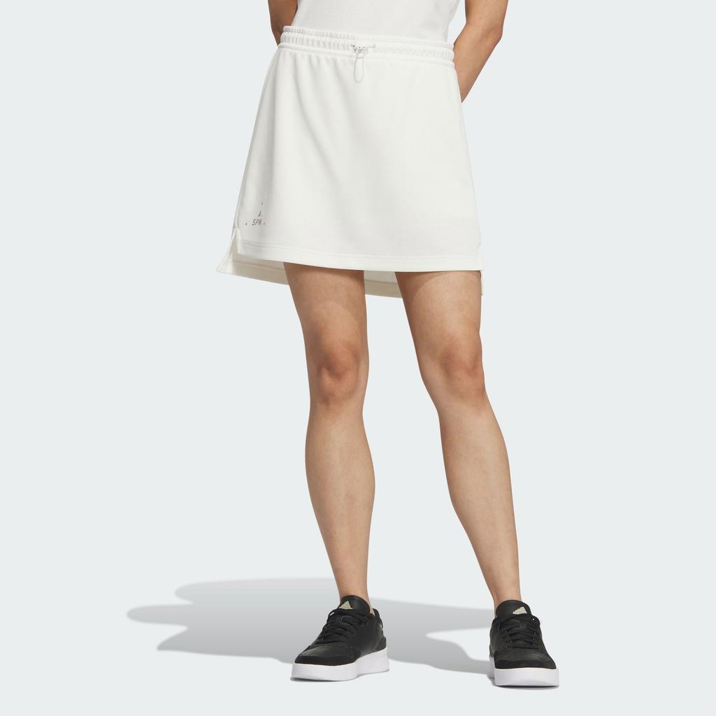 adidas Verbiage Knit Skirt With Elastic Waist and Solid Color Sports Three-Quarter Casual Shorts Women Bottoms Han-Jade-White JN7786