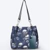 Yogodlns Vintage Gothic Wasserdichte Oxford Umhängetasche Ästhetischer Totenkopf Druck Geldbörsen Frauen Handtasche Große Kapazität Messenger Totes