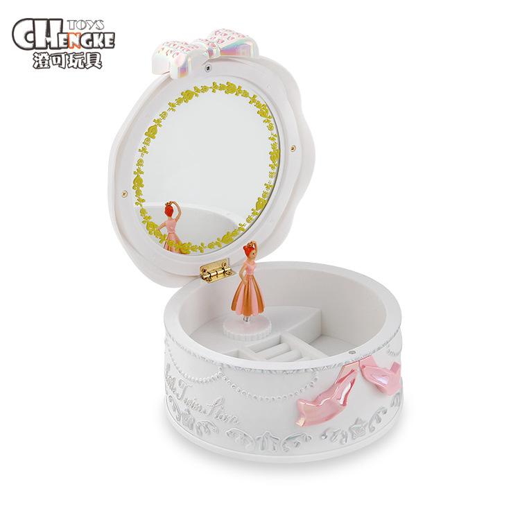 Creative With Makeup Mirror Rotating Ballet Music Box Music Box Jewelry Box Birthday Gift