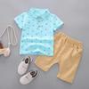 Baby Boy Anchor Pattern Button T-Shirt Clothes Cotton Comfortable Summer Breathable Short Sleeve + Shorts Casual Suit