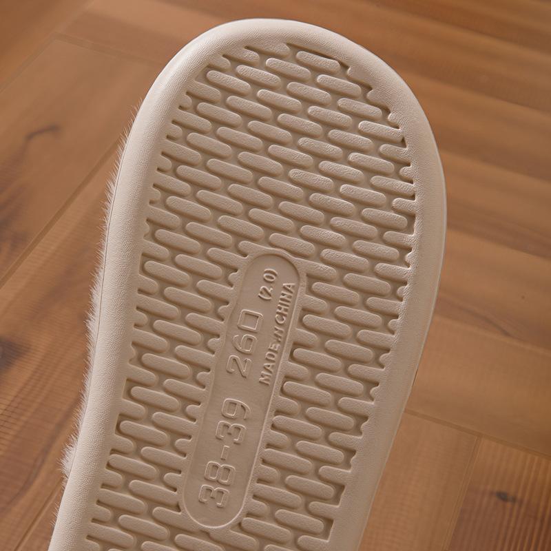 Plush Pineapple Autumn and Winter Simple Indoor Home Plush EVA Sole, Couple Thick-soled Warm Cotton Slippers