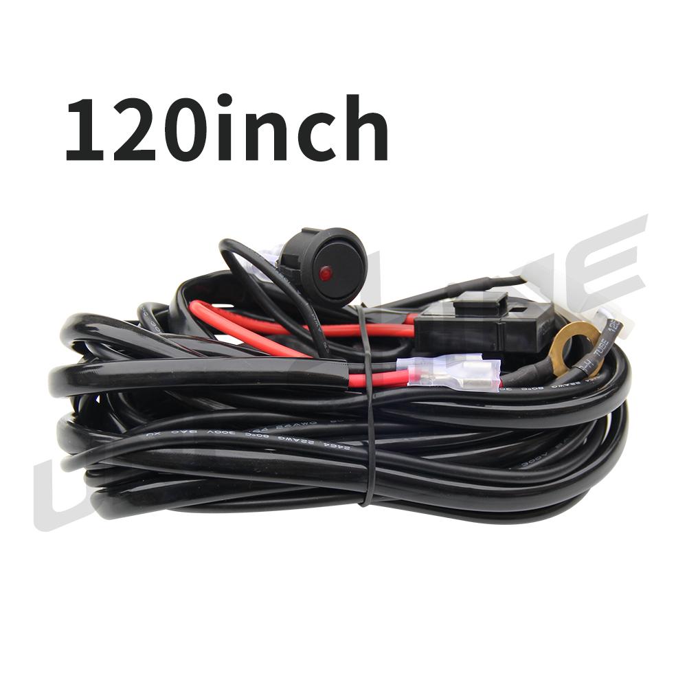 

UNISHINE LED Work Light 3M Wiring Harness Kit For 1 Light Fuse On-off Switch 120 12V For ATV UTV Offroad Vehicles Trailer 3M Wire