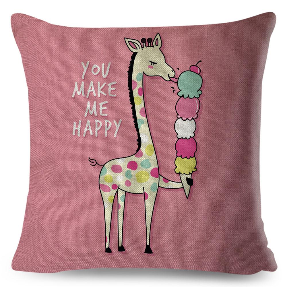 Colorful Cute Cartoon Pet Dog Cat Cushion Cover for Children Room Sofa Decor Animal Dinosaur Giraffe Pillow Case Pillowcase